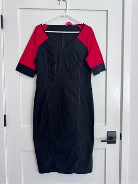 Black & Red Colorblock Sheath Dress